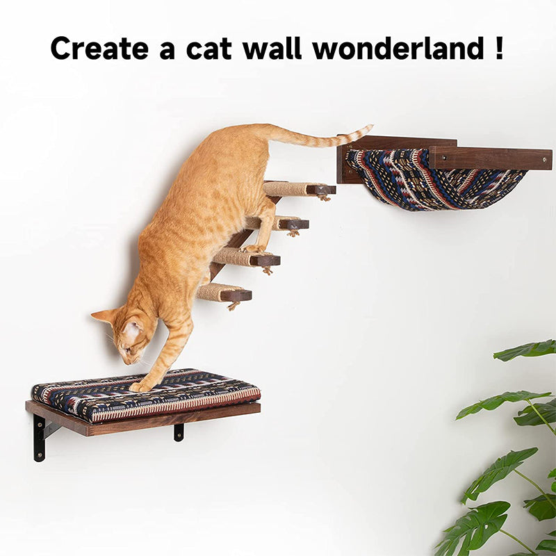Multiple-Level Cat Hammock & Climbing Activity Center Wall-Mounted Cat Tree Shelves