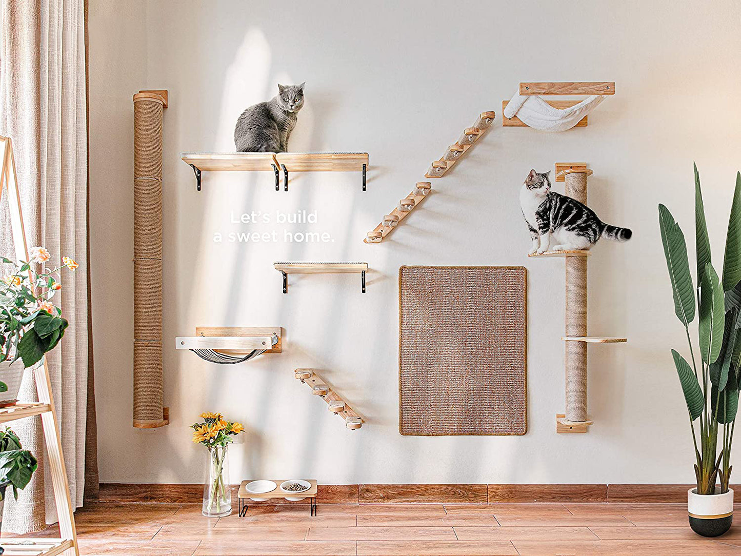 Multiple-Level Cat Hammock & Climbing Activity Center Wall-Mounted Cat Tree Shelves