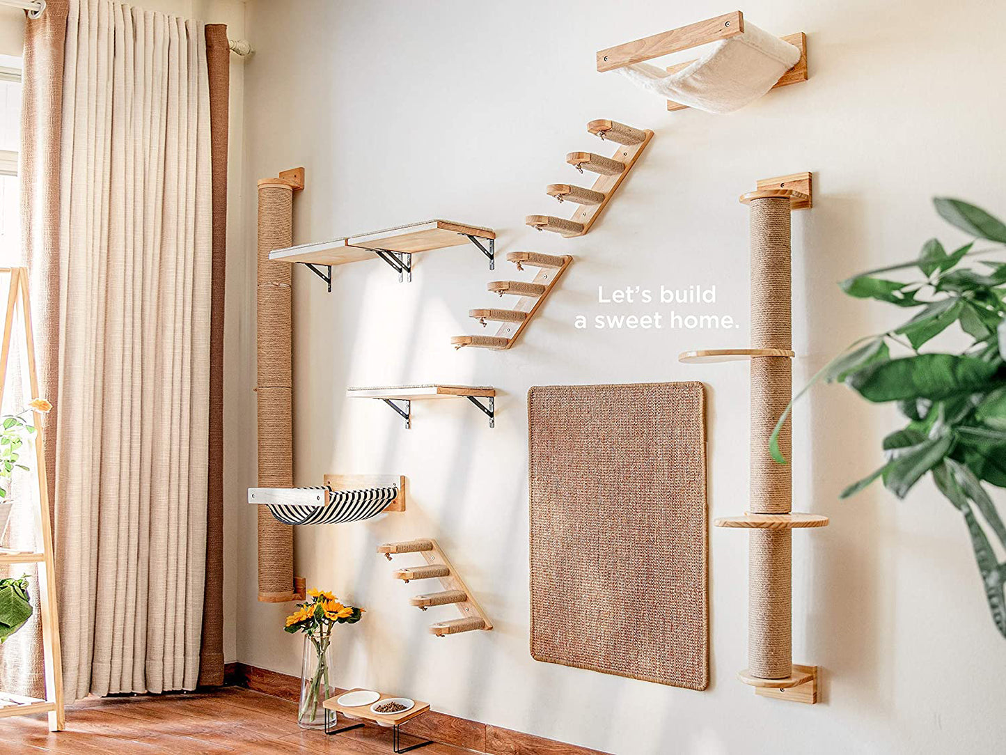 Multiple-Level Cat Hammock & Climbing Activity Center Wall-Mounted Cat Tree Shelves