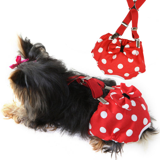 Females Dog Diapers - Red Polka Dots